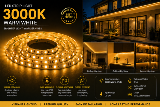 SMD 120 LED Strip Light - 3000K Warm White (5 Mtr)