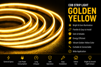 COB 320 LED Strip Light - Golden Yellow (5 Mtr)