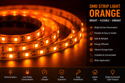 SMD 120 LED Strip Light - Orange (5 Mtr)